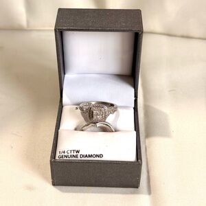 1/4 cttw sterling silver 2 piece engagement ring size 7